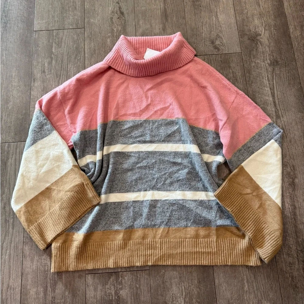 H by Halston Multicolor Turtleneck Sweater